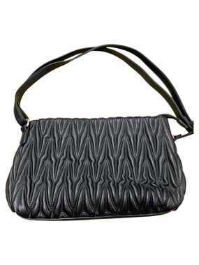 Gussaci Black Quilted Ruched Shoulder Bag